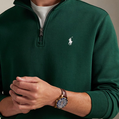 Double-Knit Quarter-Zip Pullover