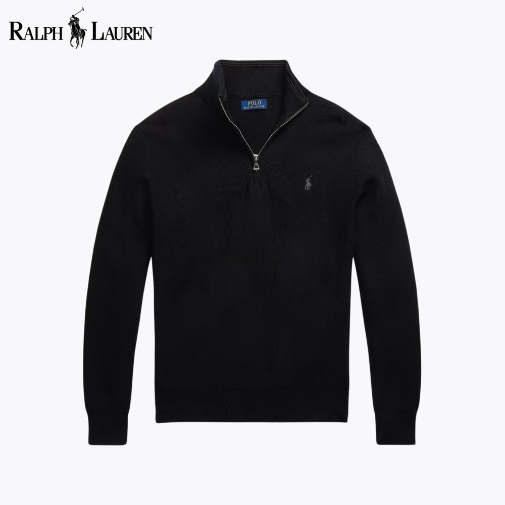 RL Mesh-Knit Cotton Quarter-Zip Sweater