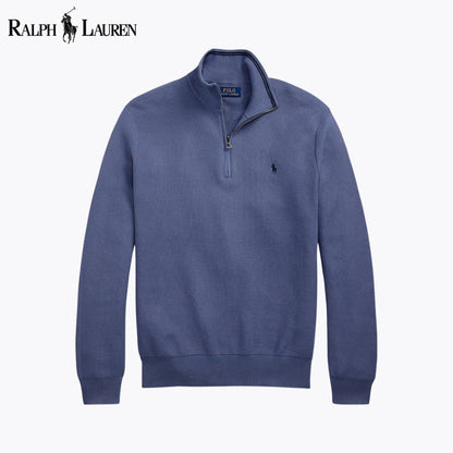 RL Mesh-Knit Cotton Quarter-Zip Sweater
