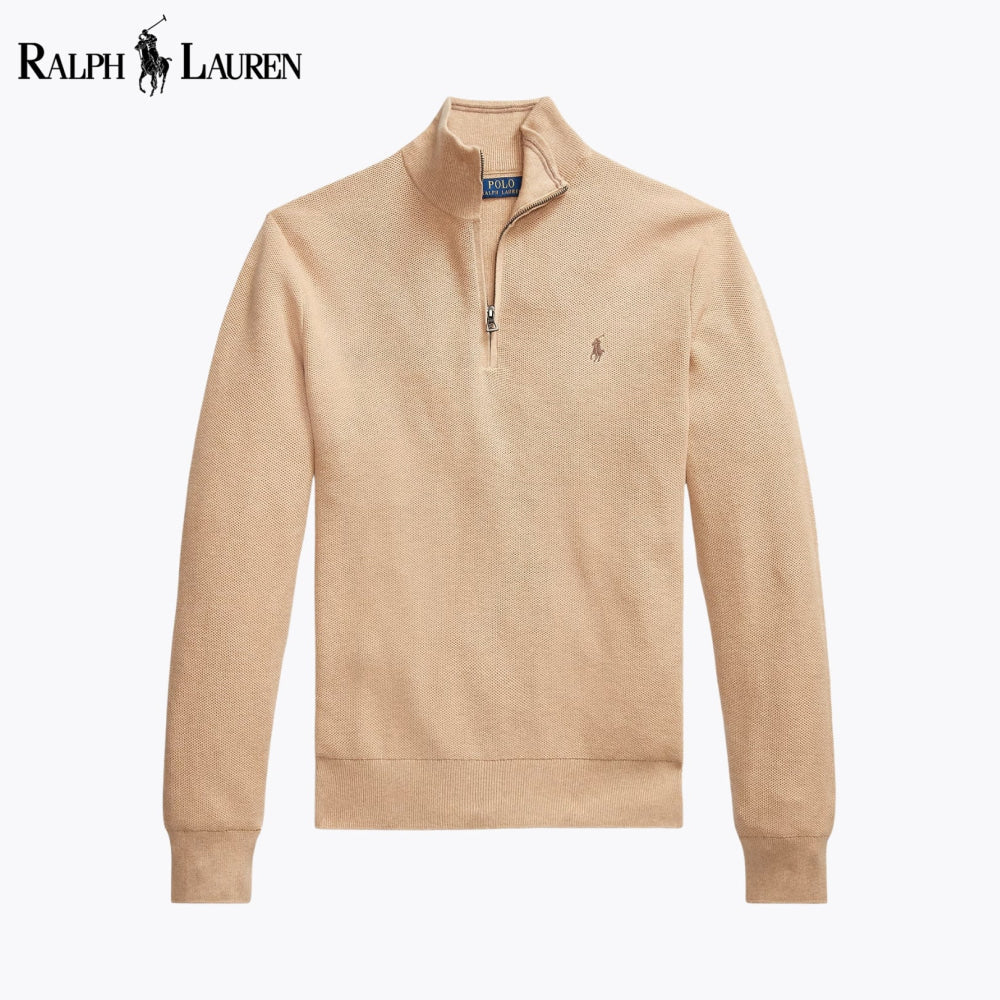 RL Mesh-Knit Cotton Quarter-Zip Sweater