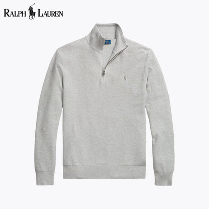 RL Mesh-Knit Cotton Quarter-Zip Sweater